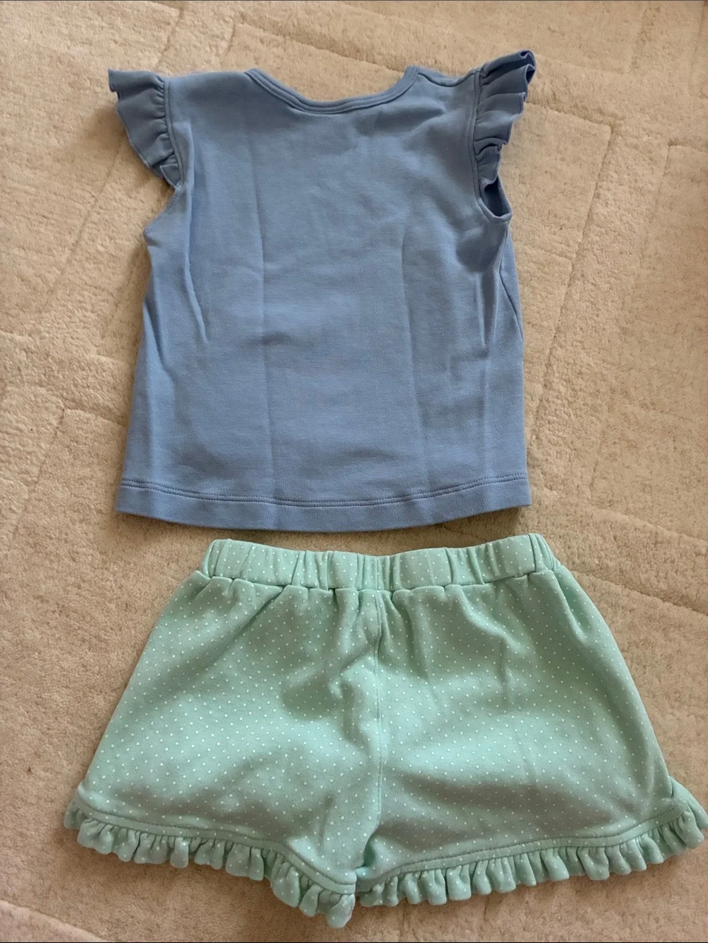 Luigi Kids Mermaid Top & Mint Green Ruffle Shorts Set